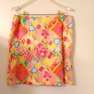 Lily Pulitzer Mini Skirt Hula Monkey Green + Pink + Yellow + Floral